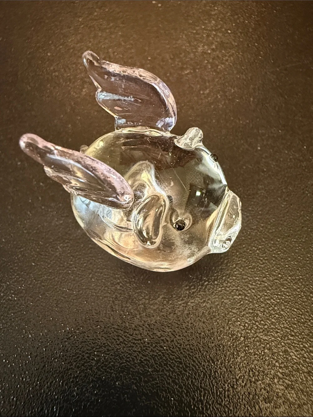 Pier 1 Penelope Glass Pig Figurine - Pink & White